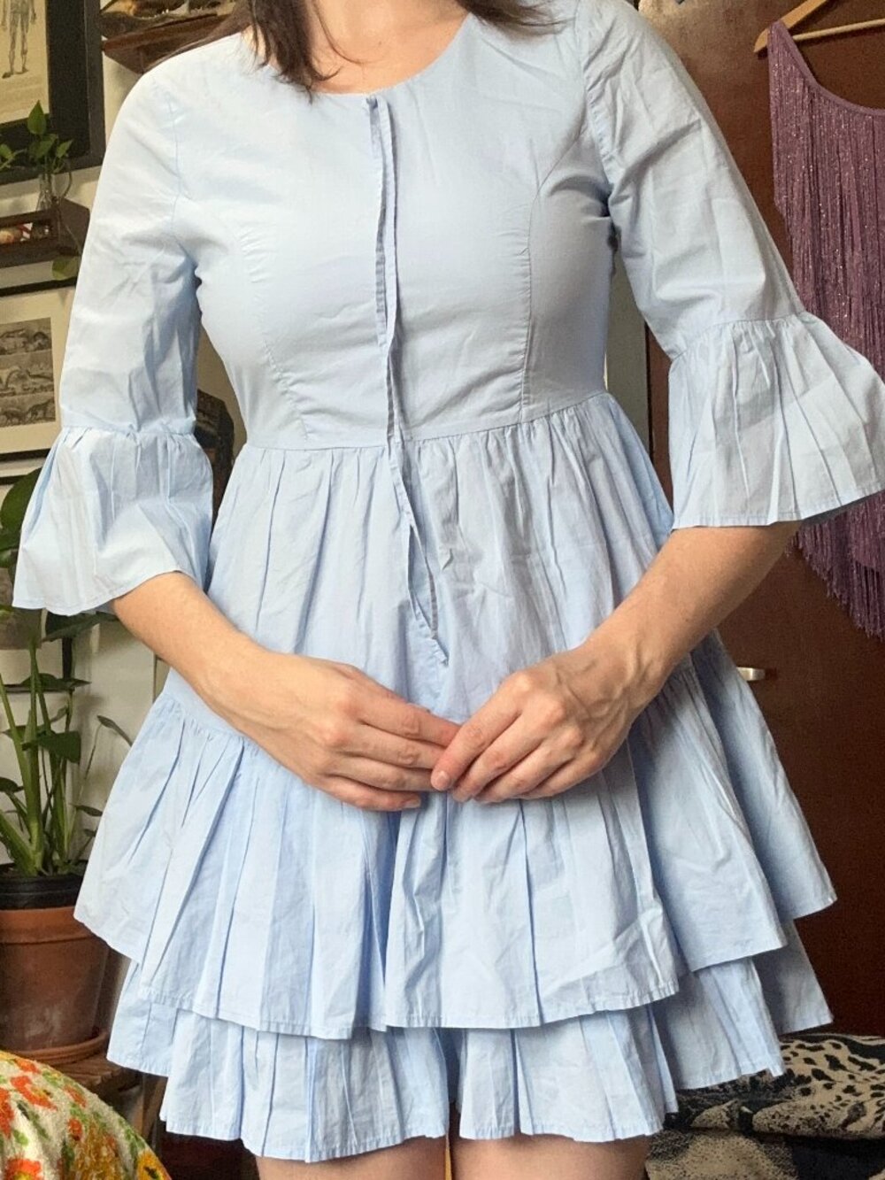 Vetiver Cotton Poplin Fuffled Dress 4